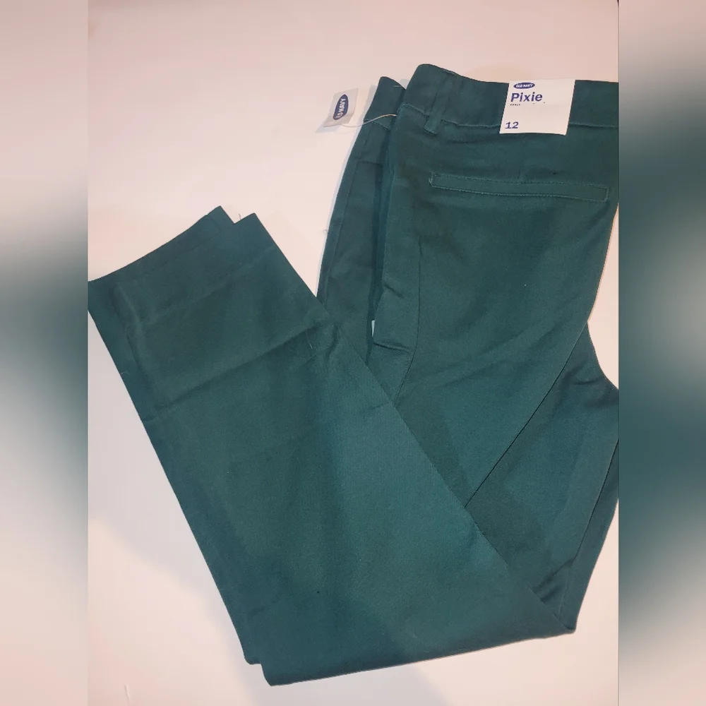 New forest green pixie ankle old navy strech dress pants size 12 - Picture 1 of 1